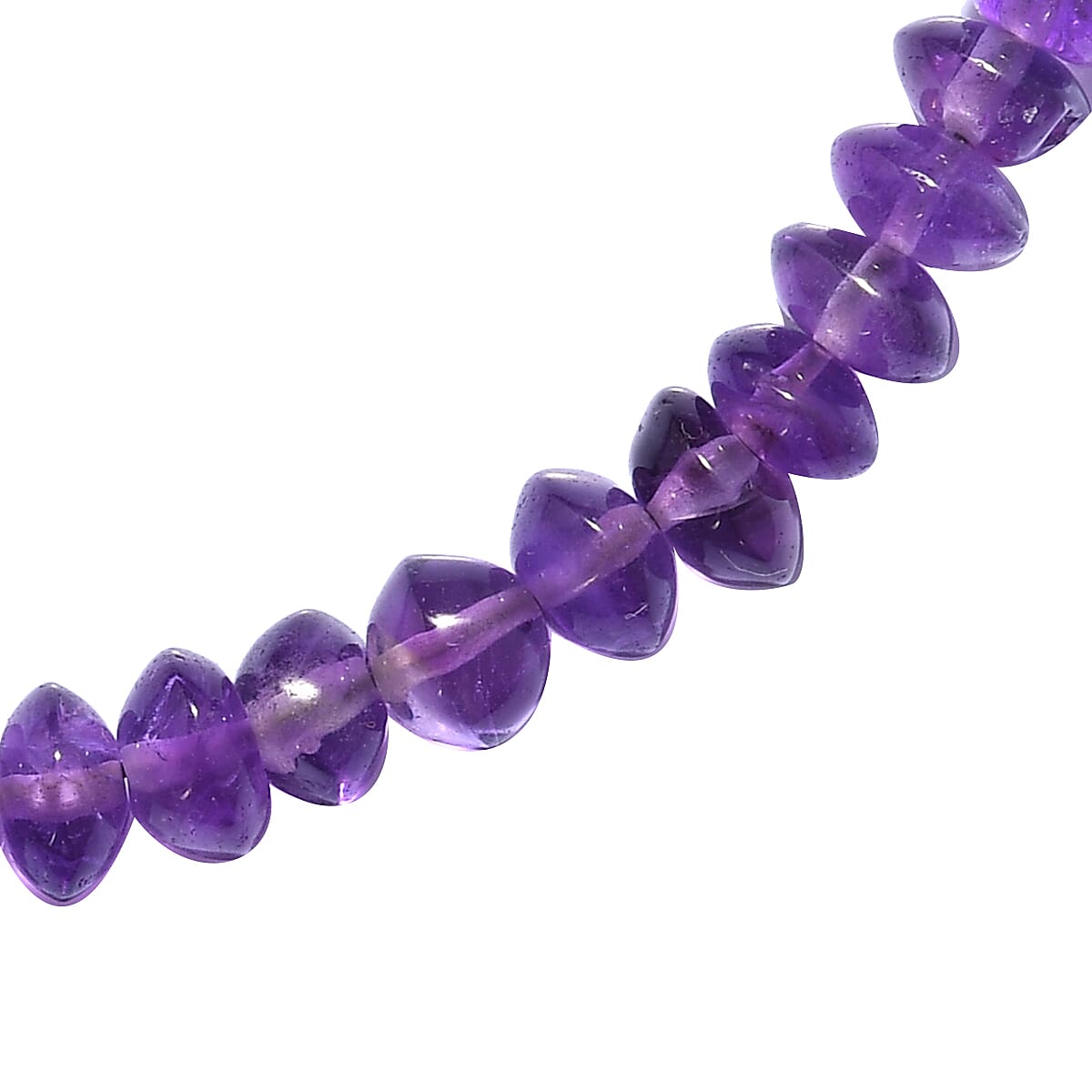 Amethyst Beads Necklace (Size - 20 with Extender) in Rhodium Overlay Sterling Silver 62.00 Ct. 6126859 4