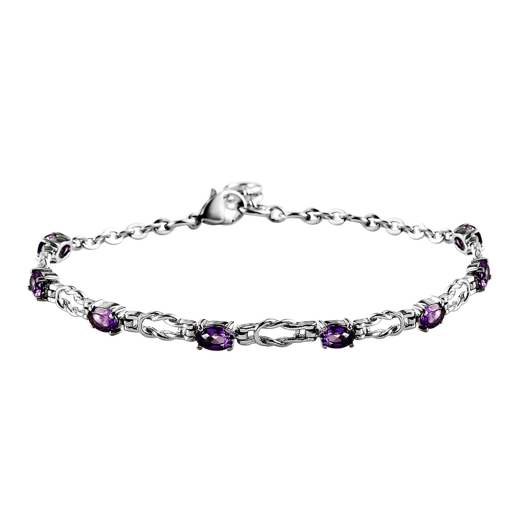 Amethyst Bracelet (Size 8.5 with Extender) 3.22 Cts