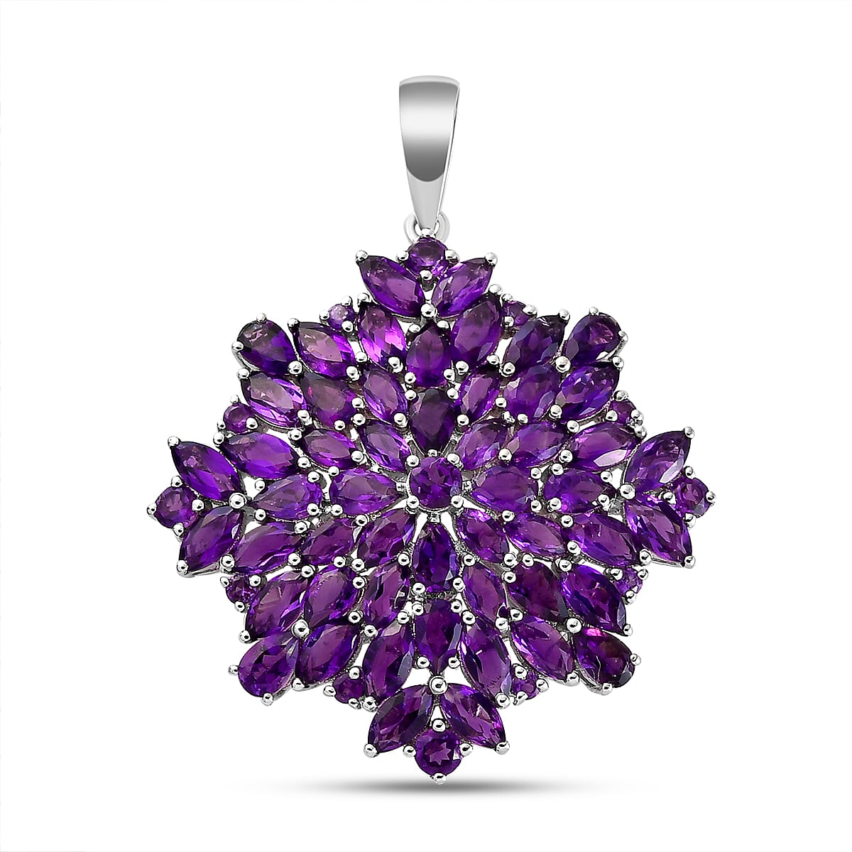 Amethyst Cluster Pendant in Platinum Overlay Sterling Silver 8862015 0