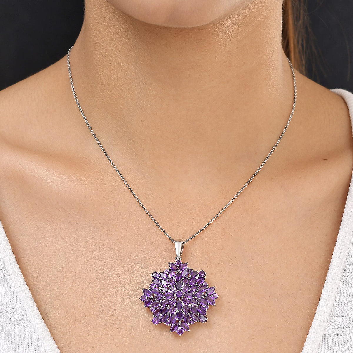 Amethyst Cluster Pendant in Platinum Overlay Sterling Silver 8862015 2