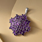 Amethyst Cluster Pendant in Platinum Overlay Sterling Silver 11.18 Ct, Silver Wt. 6.90 Gms