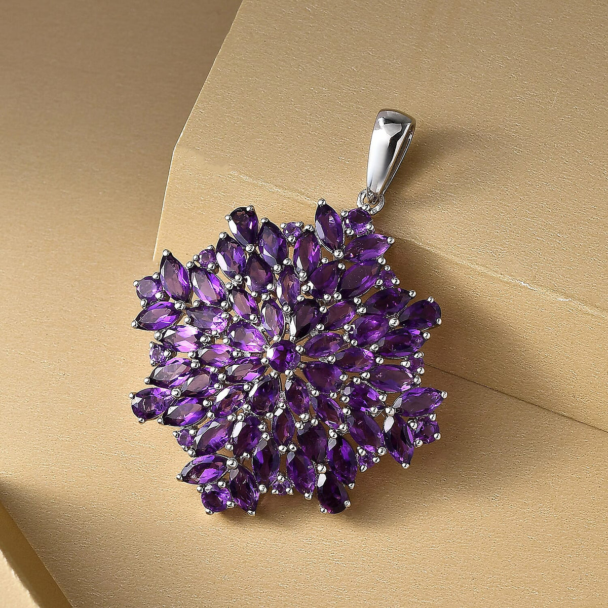 Amethyst Cluster Pendant in Platinum Overlay Sterling Silver 8862015 3