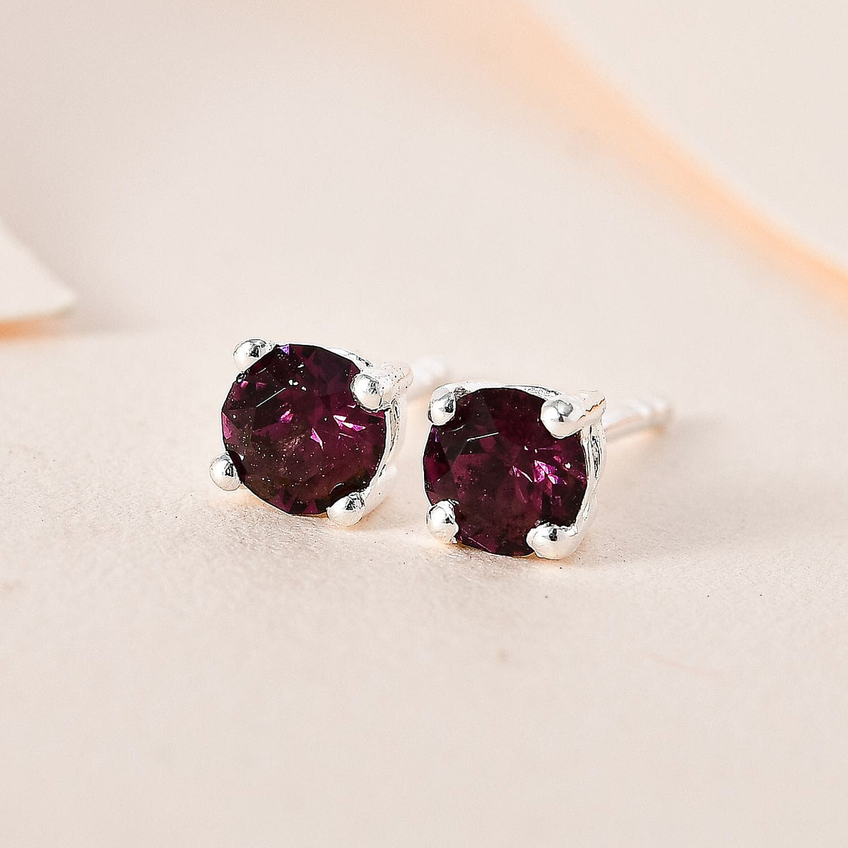 Amethyst Colour Austrian Crystal Solitaire Stud Earrings in Sterling Silver 7601385 1