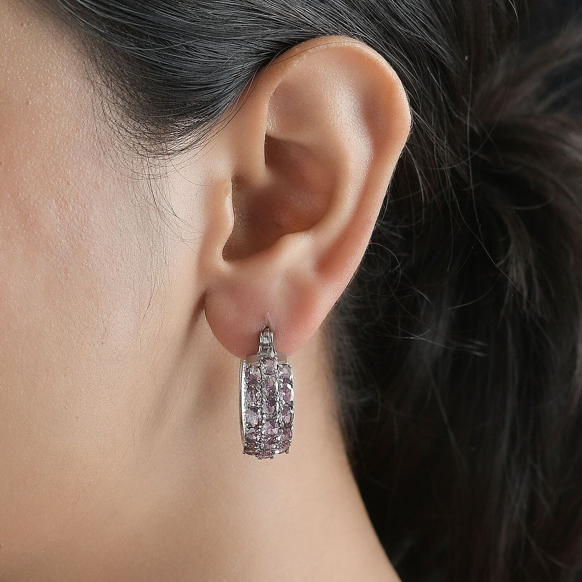 Simulated Amethyst Hoop Earrings with Clasp 7.97 Ct. V32609887 3