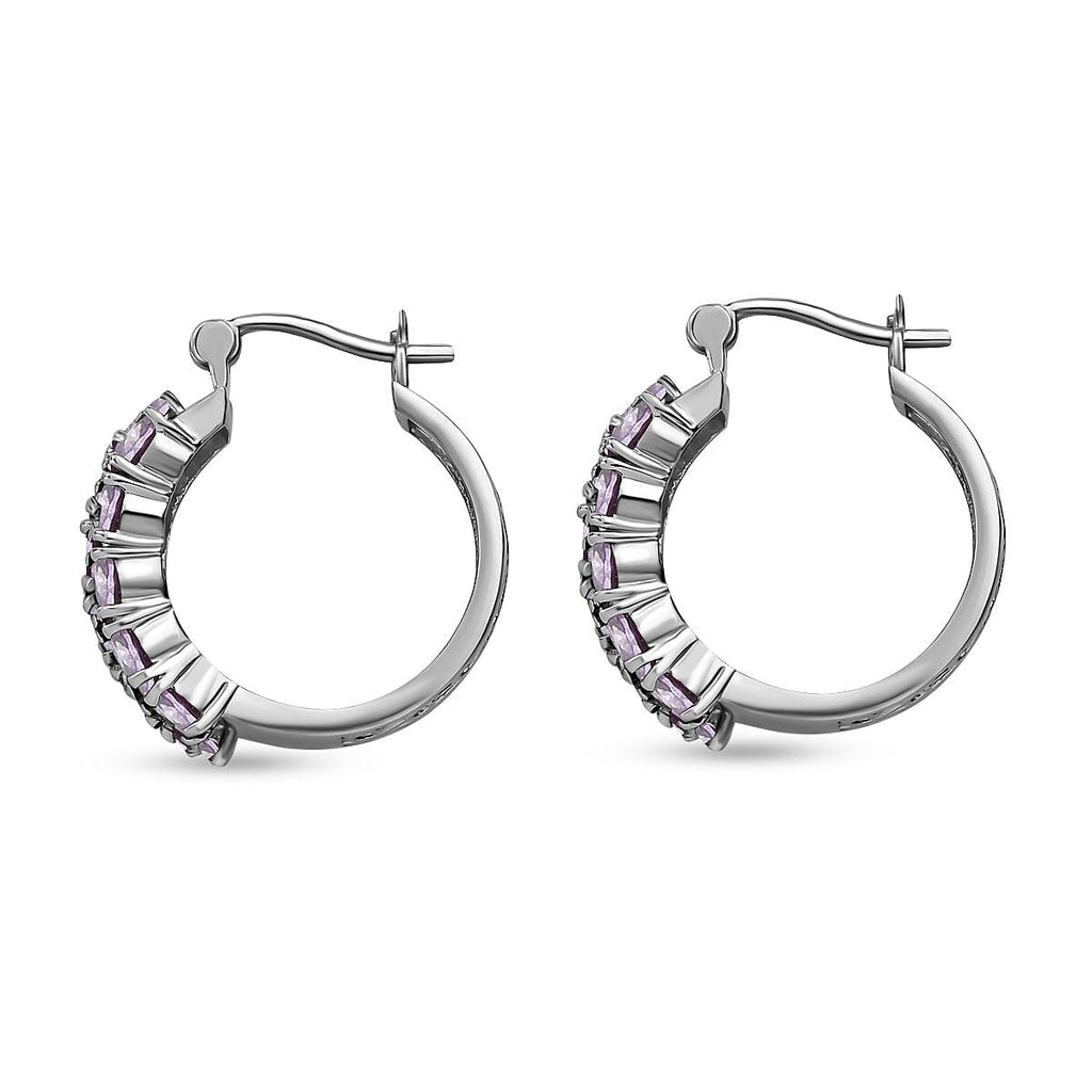 Simulated Amethyst Hoop Earrings with Clasp 7.97 Ct.