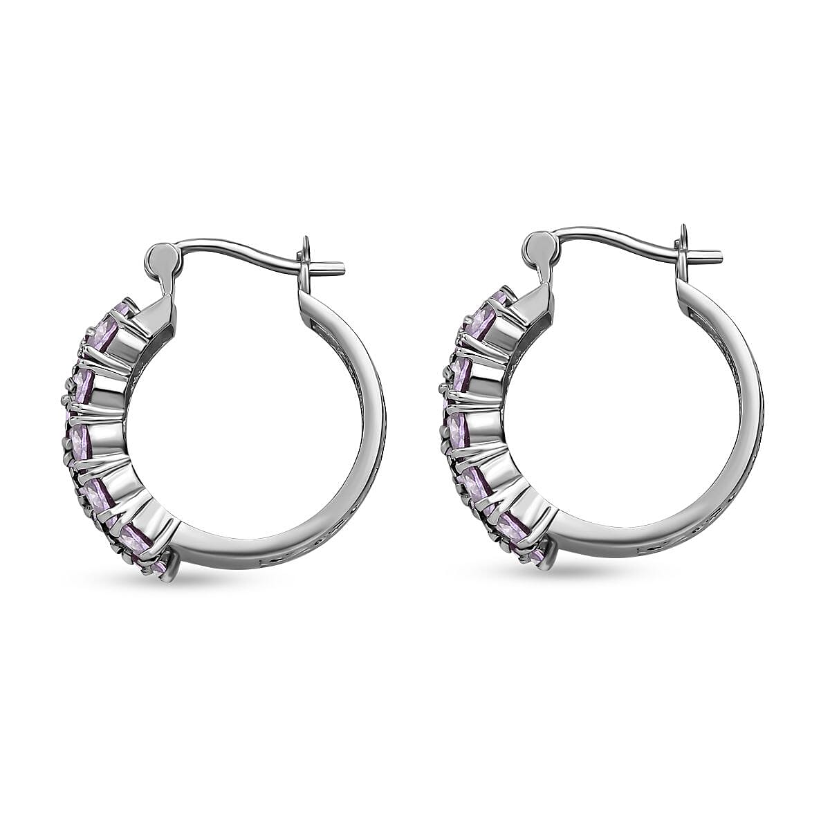 Simulated Amethyst Hoop Earrings with Clasp 7.97 Ct. V32609887 4