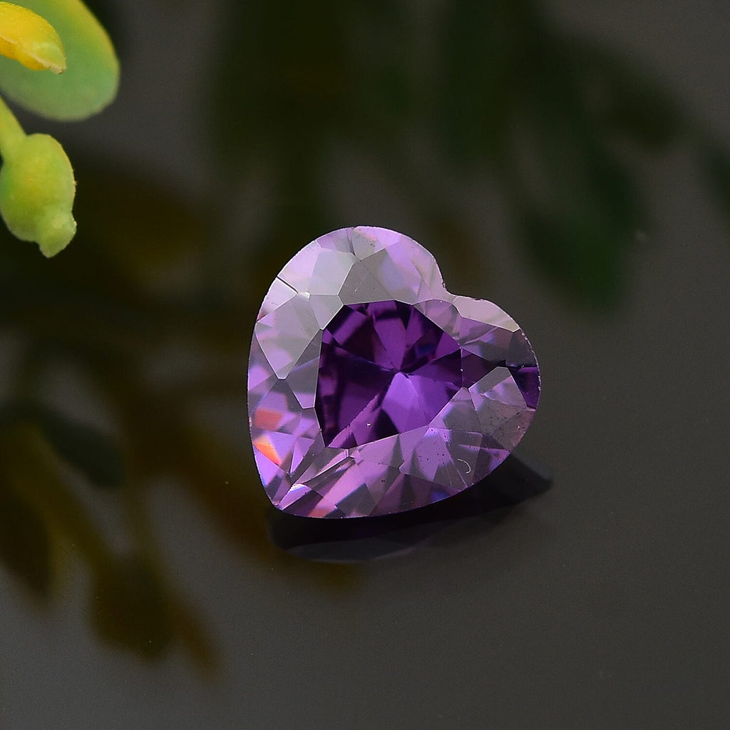 Amethyst Cubic Zirconia Heart Shape Gemstone 3.06 Ct.