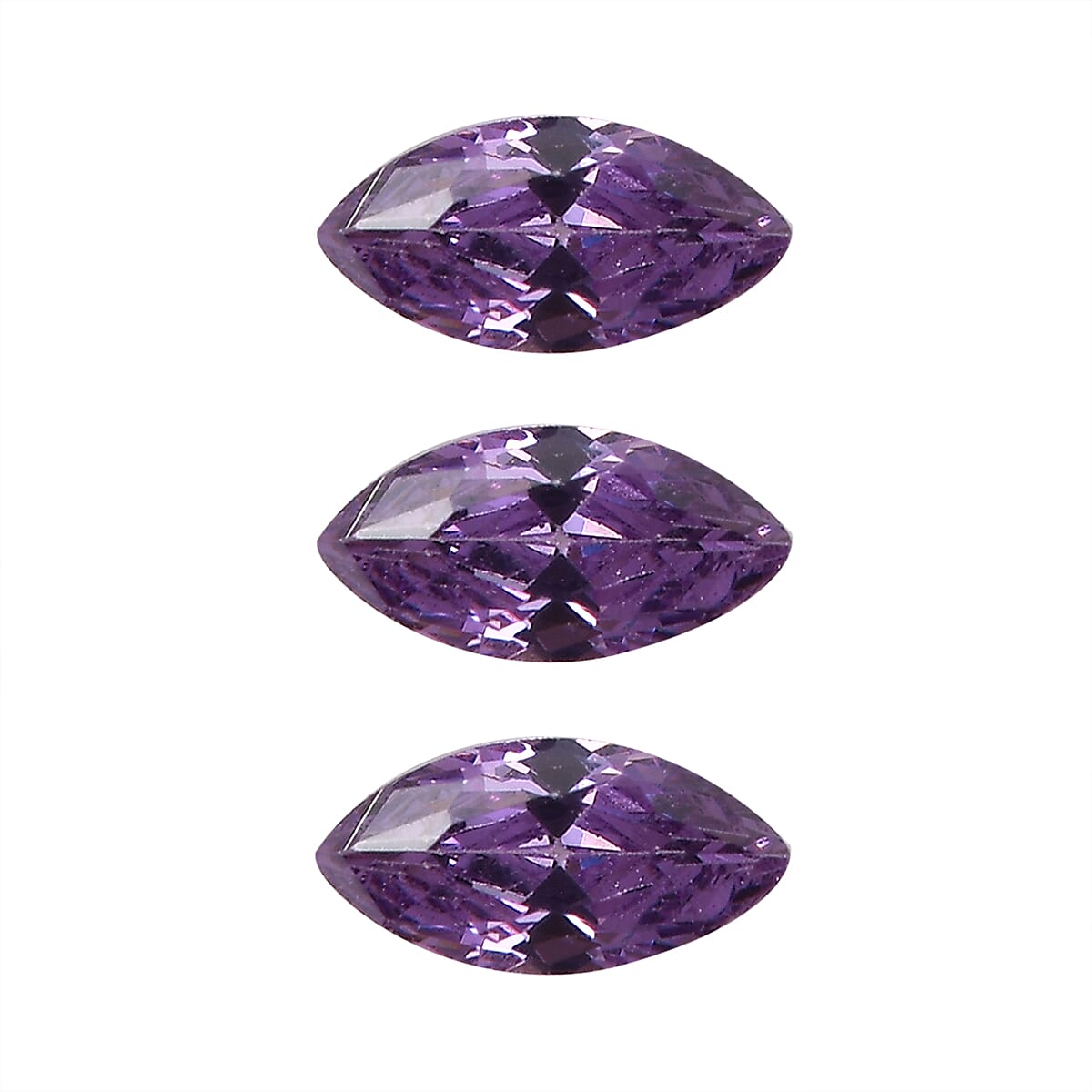 Set of 3 Amethyst Cubic Zirconia Loose Gemstones in Marquee Shape 0.62 Ct. 8063726 0