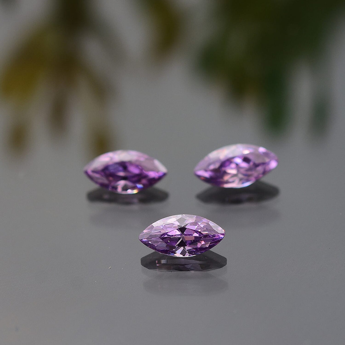 Set of 3 Amethyst Cubic Zirconia Loose Gemstones in Marquee Shape 0.62 Ct. 8063726 1