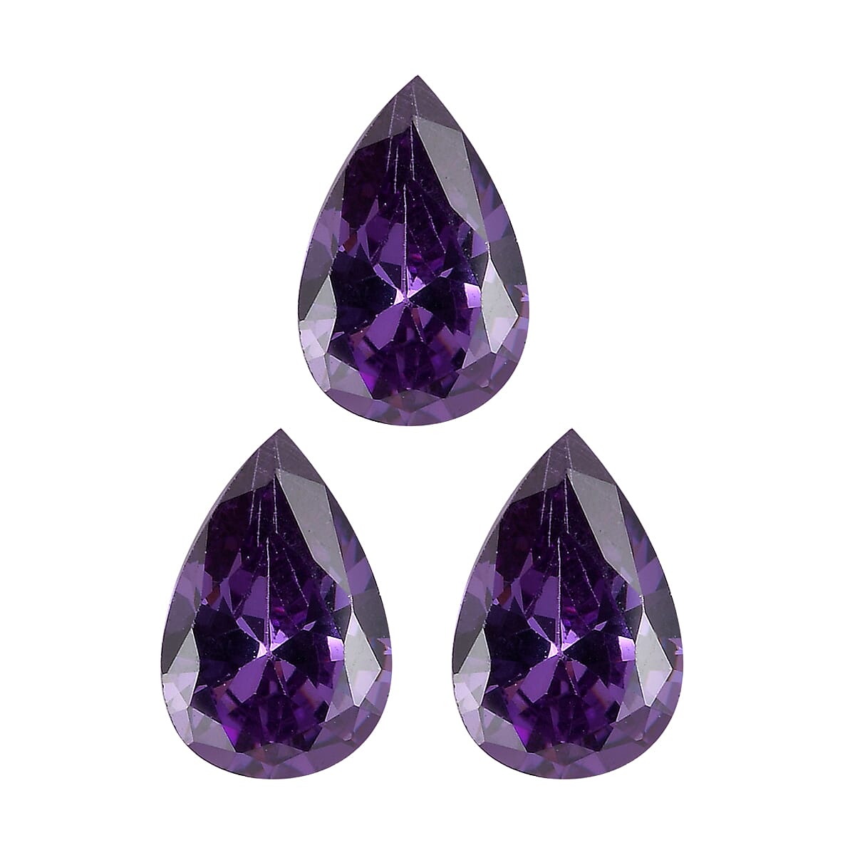 Set of 3 Amethyst Cubic Zirconia Loose Gemstones in Pear Shape 1.78 Ct. 8063730 0