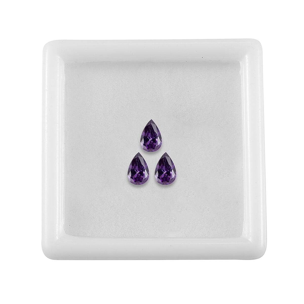 Set of 3 Amethyst Cubic Zirconia Loose Gemstones in Pear Shape 1.78 Ct. 8063730 3