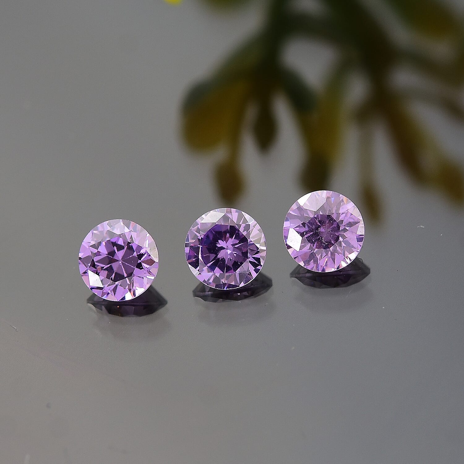 1.7 Ct. Set of 3 Amethyst Cubic Zirconia Loose Gemstones in Round Shape 8063732 1