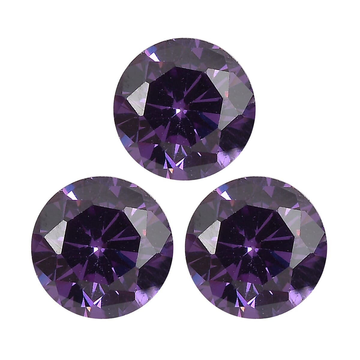 1.21 Ct. Set of 3 Amethyst Cubic Zirconia Loose Gemstones in Round Shape 8063731 0