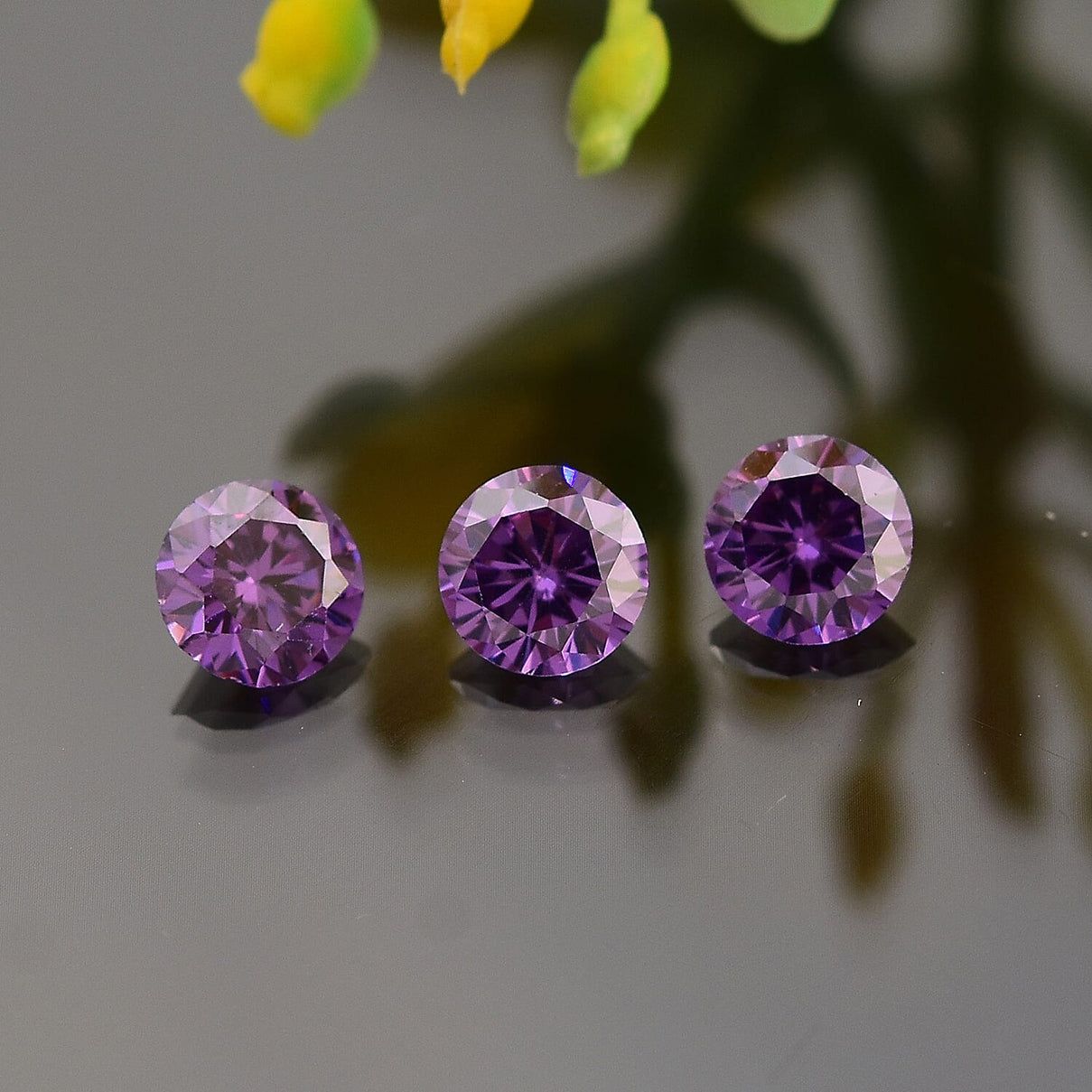1.21 Ct. Set of 3 Amethyst Cubic Zirconia Loose Gemstones in Round Shape 8063731 1