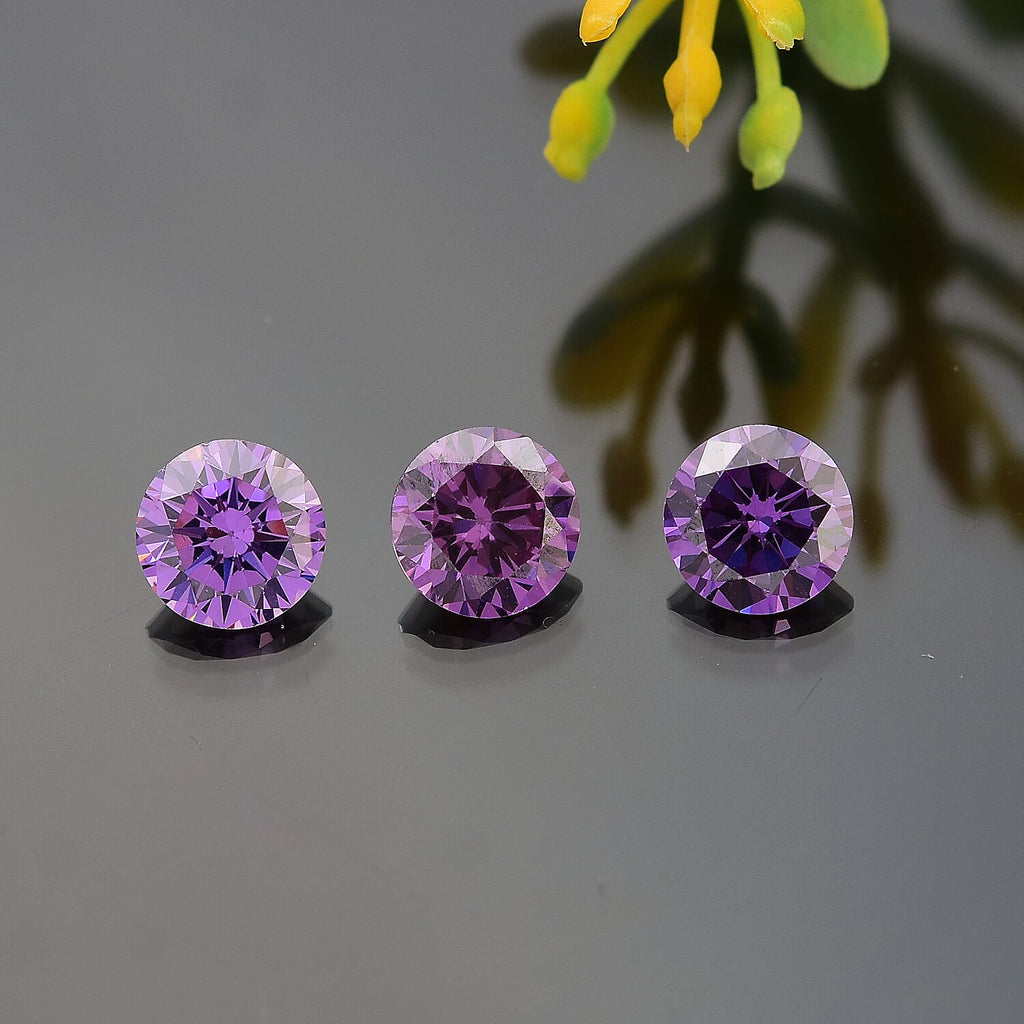 Amethyst Cubic Zirconia Round Shape Gemstone 4.26 Ct.