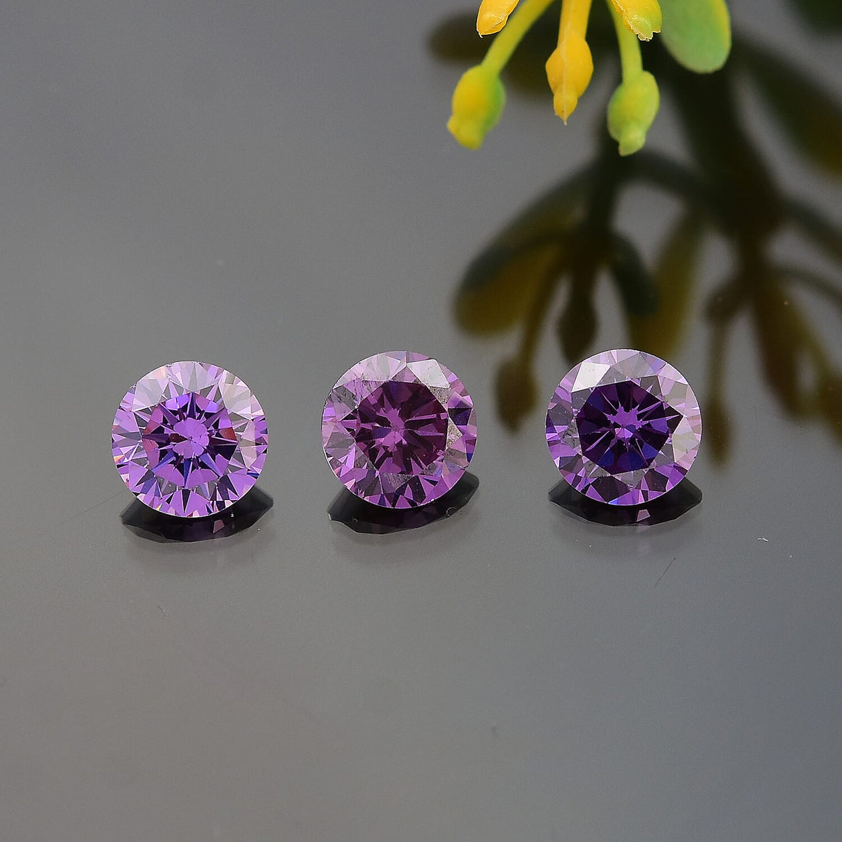 4.26 Ct. Set of 3 Amethyst Cubic Zirconia Loose Gemstones in Round Shape 8063733 1