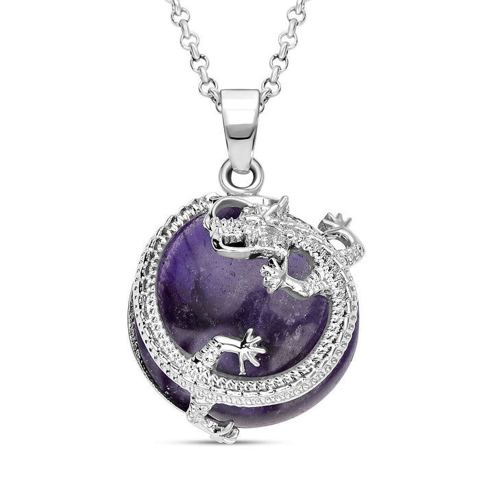 Amethyst Dragon Pendant with Chain (Size - 20+2 Ext) in Silver Tone 35.00 Ct. 4110231 1