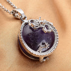 Amethyst Dragon Pendant with Chain (Size - 20-2 Ext) in Silver Tone 35.00 Ct.