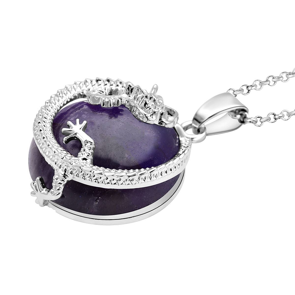 Amethyst Dragon Pendant with Chain (Size - 20+2 Ext) in Silver Tone 35.00 Ct. V32531215 3