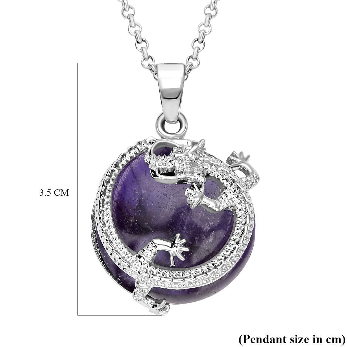 Amethyst Dragon Pendant with Chain (Size - 20+2 Ext) in Silver Tone 35.00 Ct. V32531215 5
