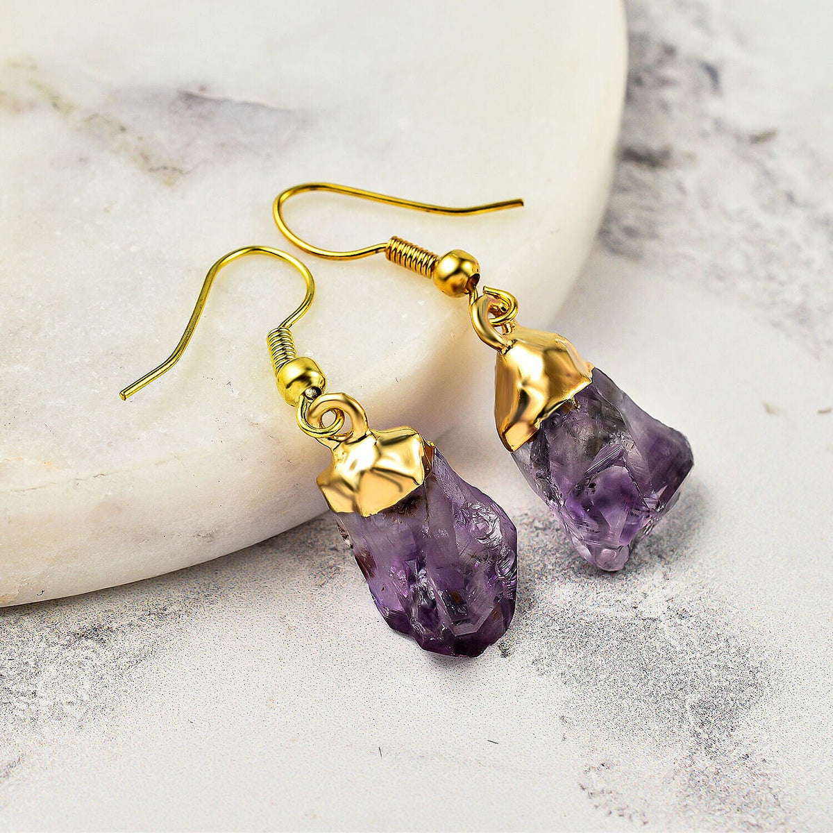 Amethyst Earrings in Gold Tone 12.00 Ct 7507847 1