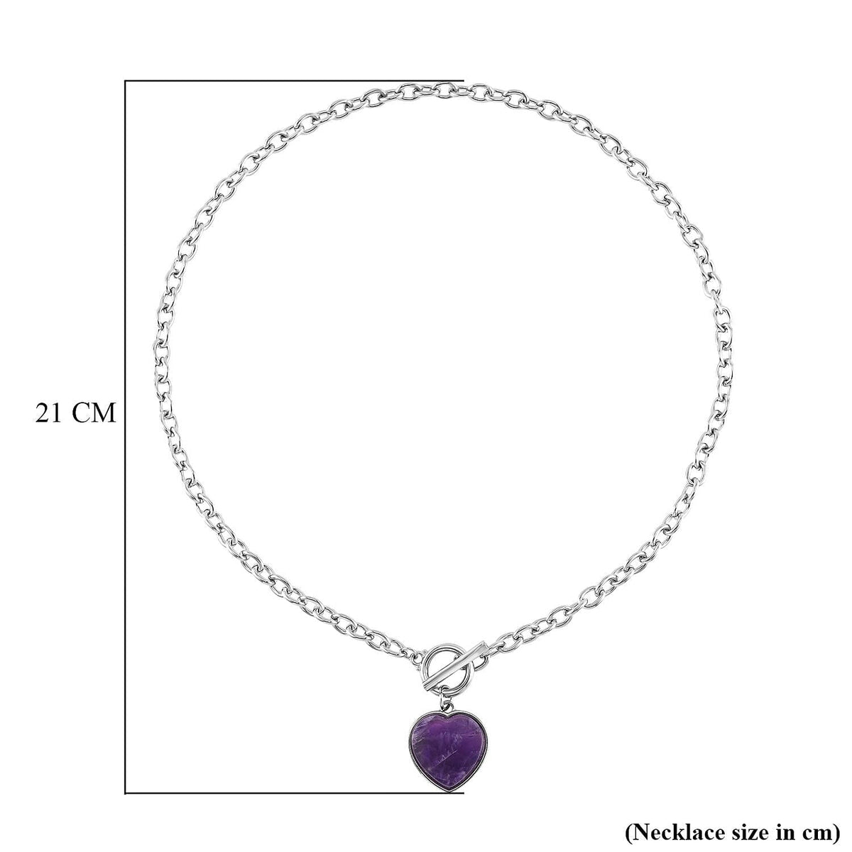 Amethyst Flat Heart Charm Toggle Lock Necklace (Size - 20) 7618563 4