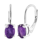 Amethyst Lever Back Earrings in Sterling Silver