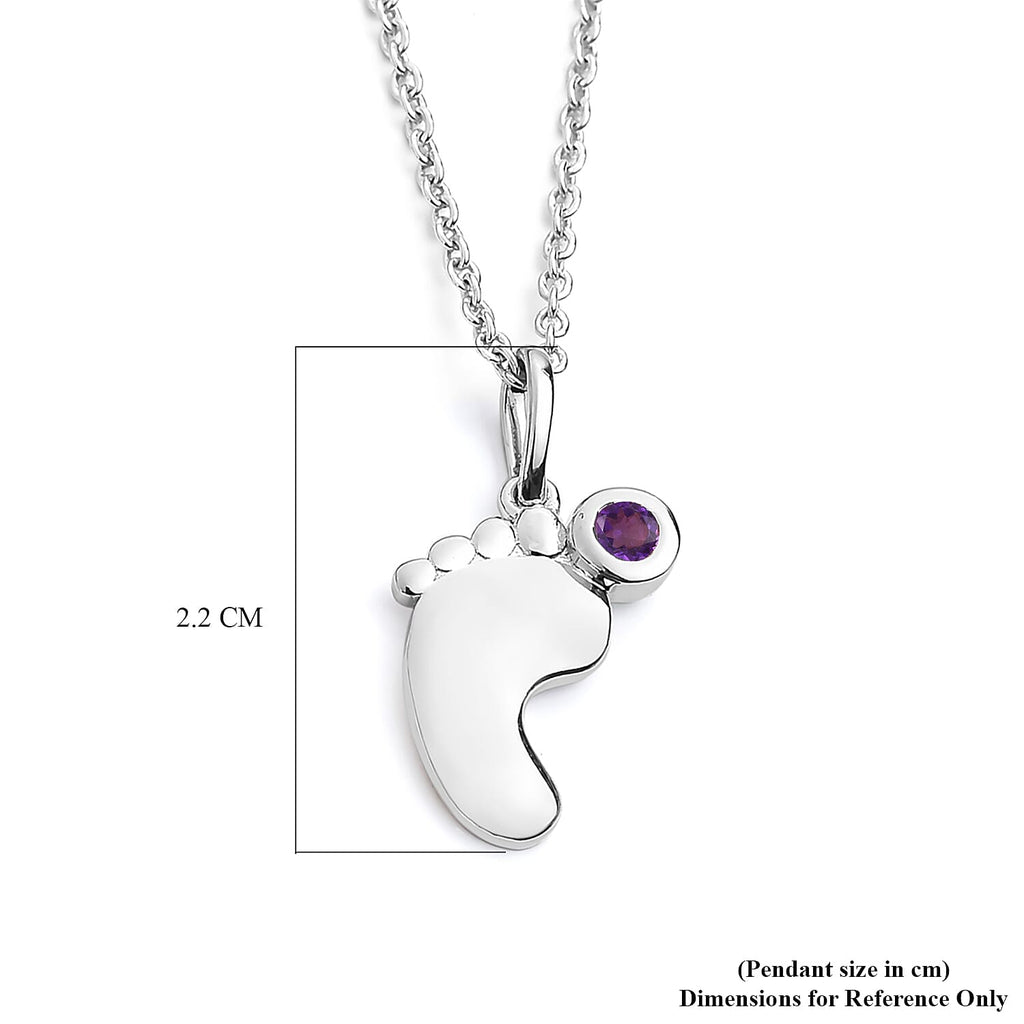 Amethyst Pendant with Chain (Size 20 with 4 Inches Extender) in Platinum Overlay Sterling Silver