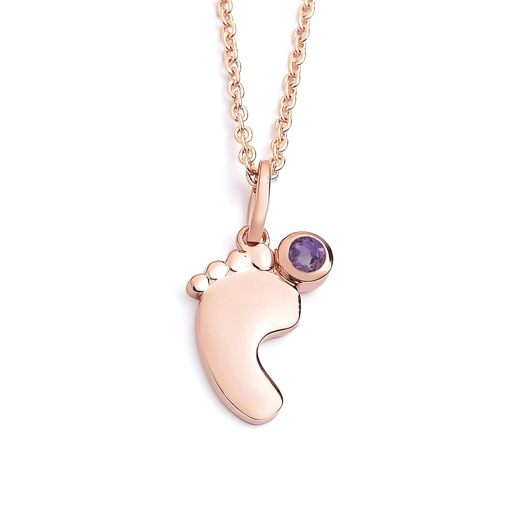 Amethyst Pendant with Chain (Size 20 with 4 Inches Extender) in Rose Gold Overlay Sterling Silver