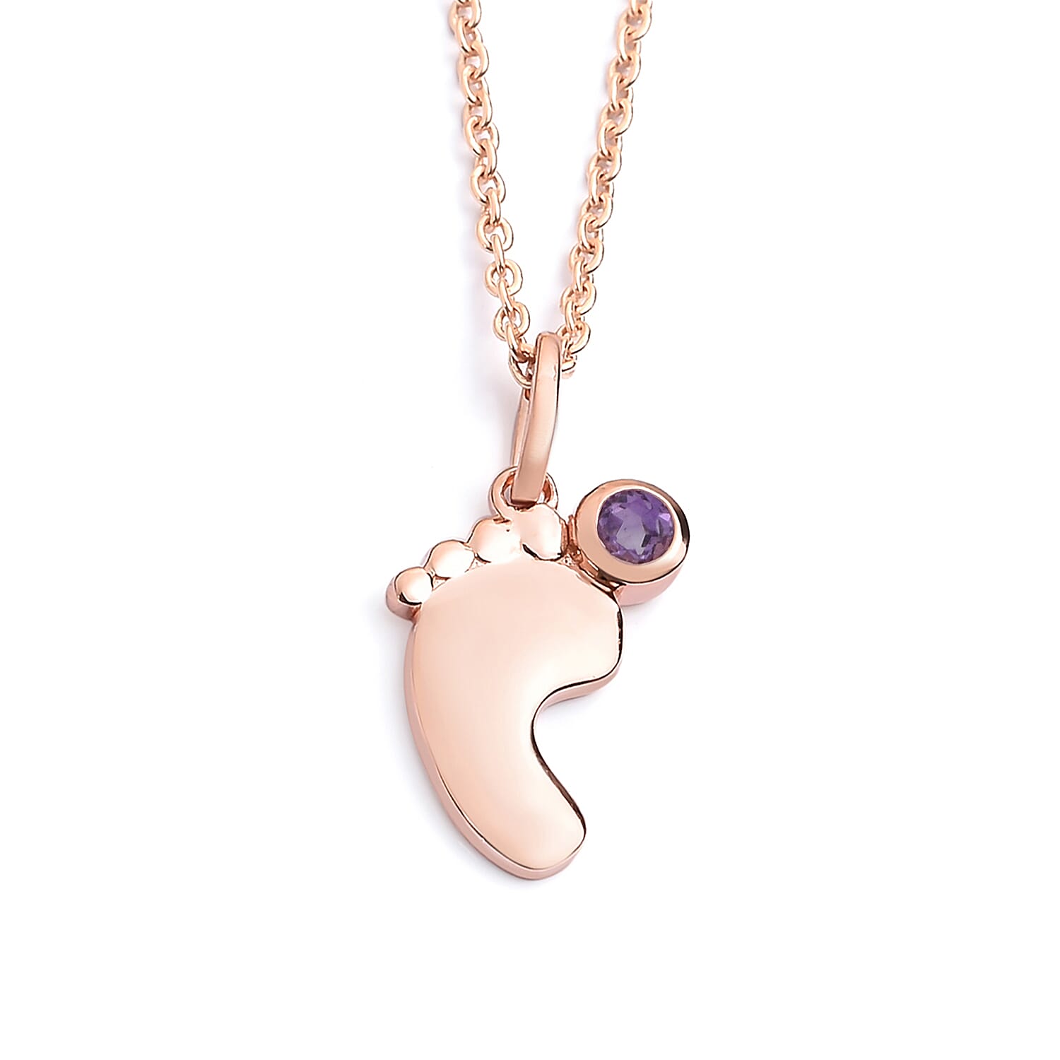 Amethyst Pendant with Chain (Size 20 with 4 Inches Extender) in Rose Gold Overlay Sterling Silver 3629195 0