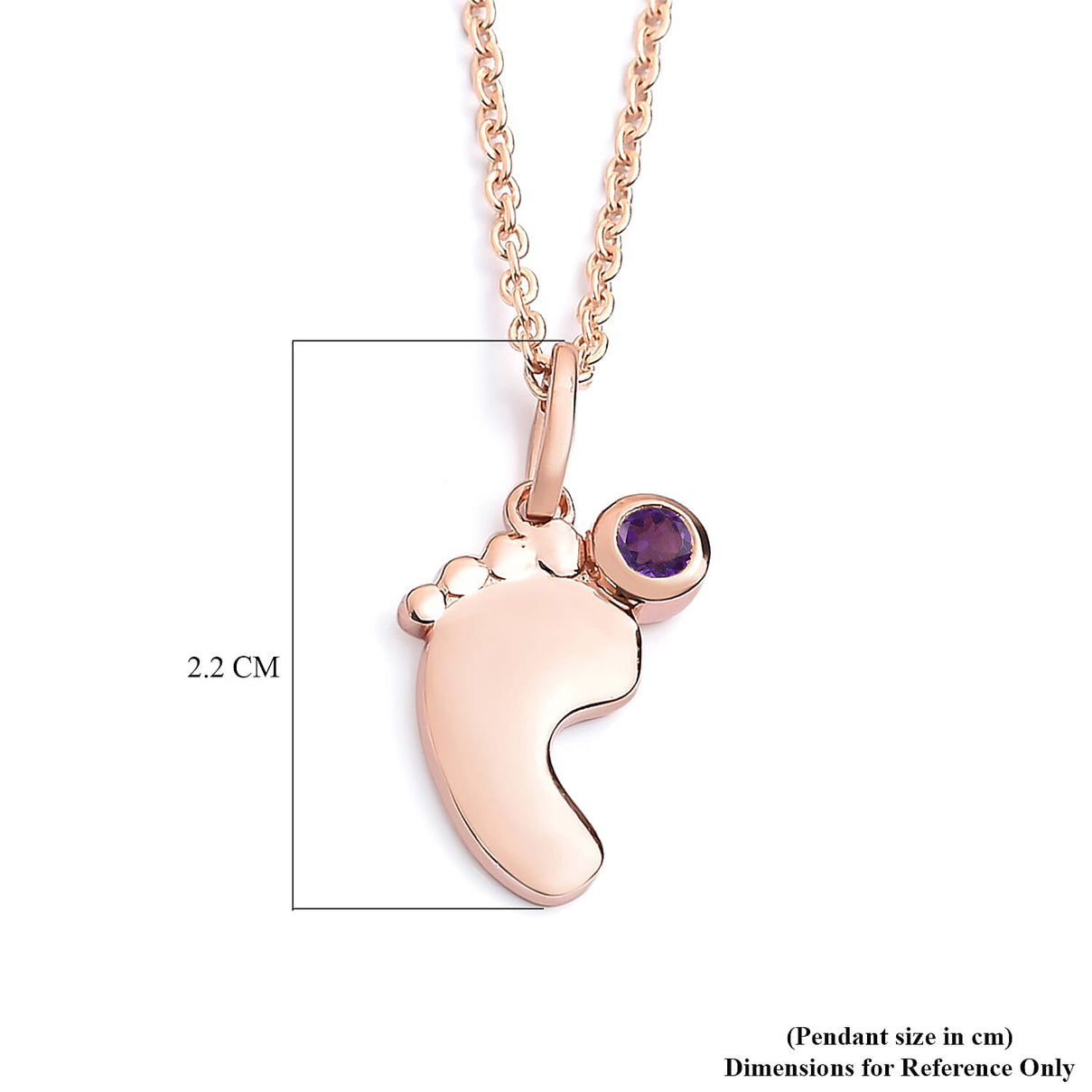 Amethyst Pendant with Chain (Size 20 with 4 Inches Extender) in Rose Gold Overlay Sterling Silver 3629195 4