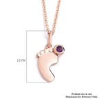 Amethyst Pendant with Chain (Size 20 with 4 Inches Extender) in Rose Gold Overlay Sterling Silver