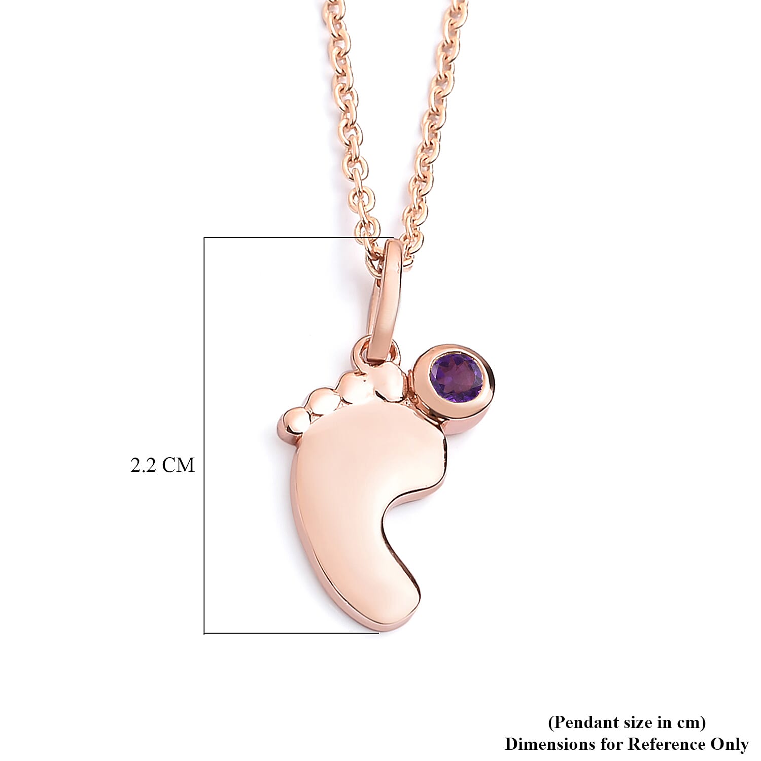 Amethyst Pendant with Chain (Size 20 with 4 Inches Extender) in Rose Gold Overlay Sterling Silver 3629195 4