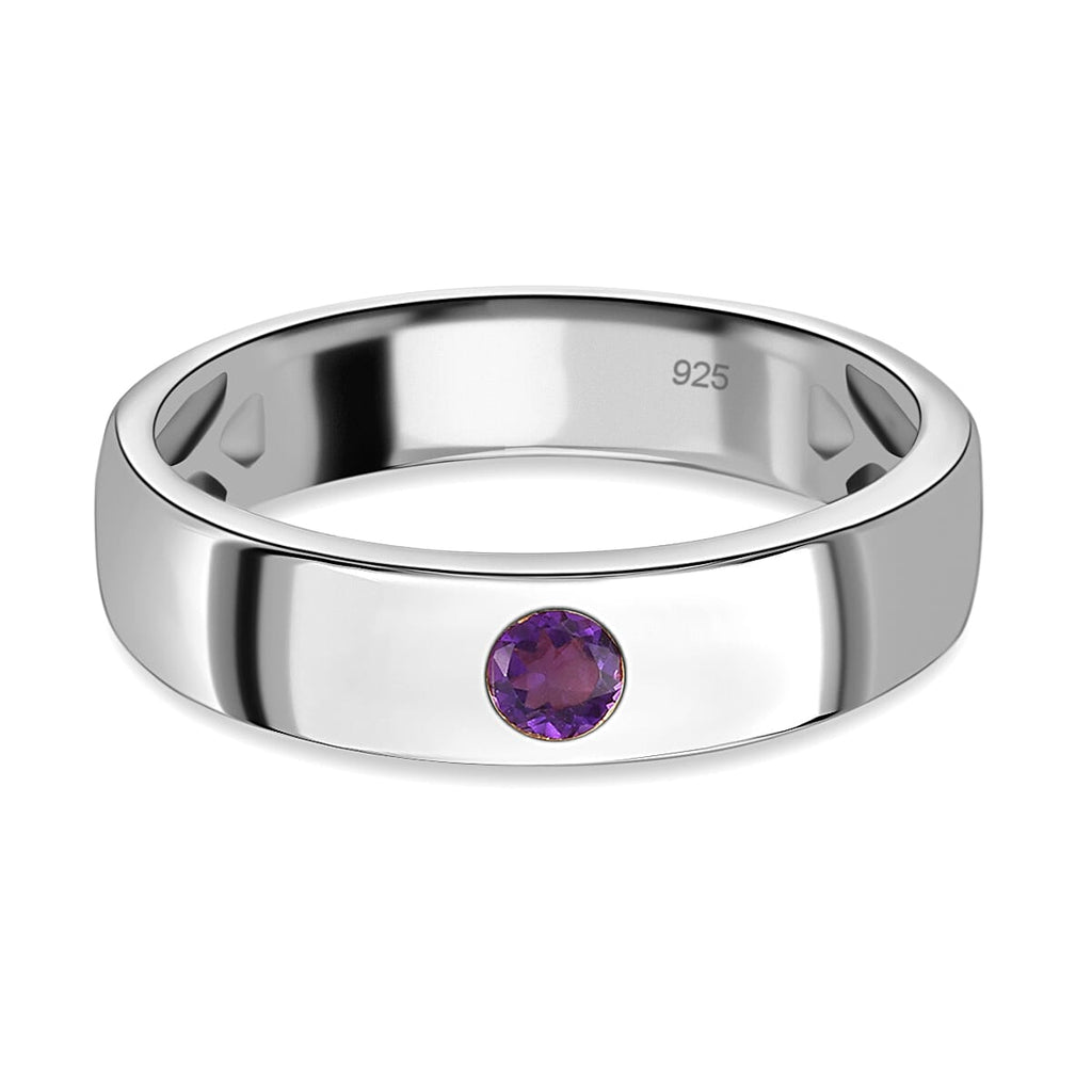 Amethyst Ring in Platinum Overlay Sterling Silver