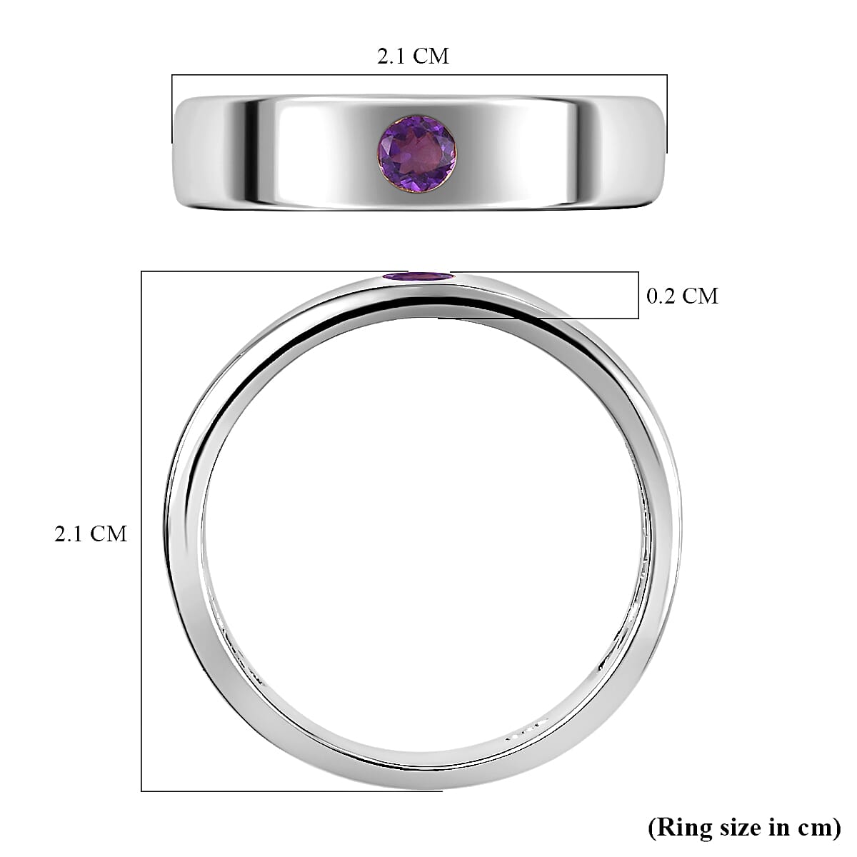 Amethyst Solitaire Wedding Band Ring in Platinum Plated Sterling Silver 3634337 3