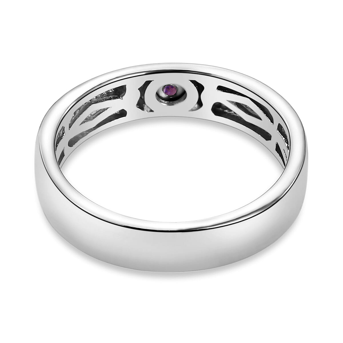 Amethyst Solitaire Wedding Band Ring in Platinum Plated Sterling Silver 3634337 4