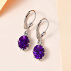 TJC Launch Concave Cut Amethyst Lever Back Earrings in Platinum Overlay Sterling Silver 3.55 Ct.