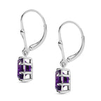 TJC Launch Concave Cut Amethyst Lever Back Earrings in Platinum Overlay Sterling Silver 3.55 Ct.