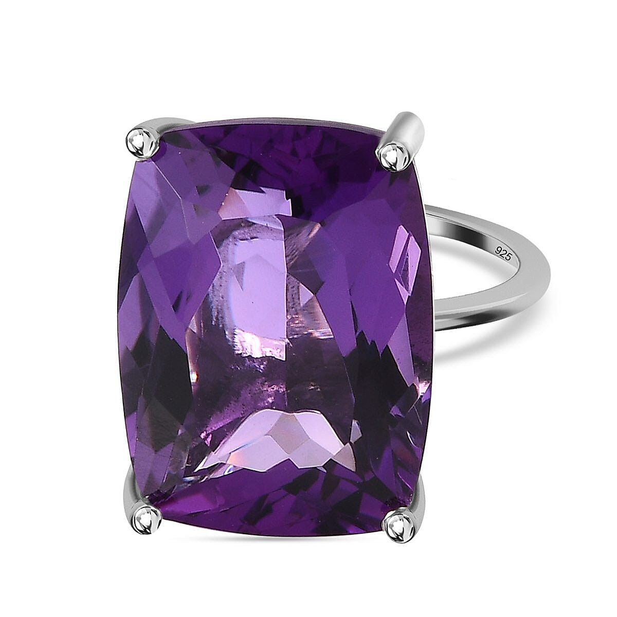 Amethyst Solitaire Ring in Platinum Overlay Sterling Silver 21.38 Ct. 7416865 0