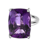 Amethyst Solitaire Ring in Platinum Overlay Sterling Silver 21.38 Ct.