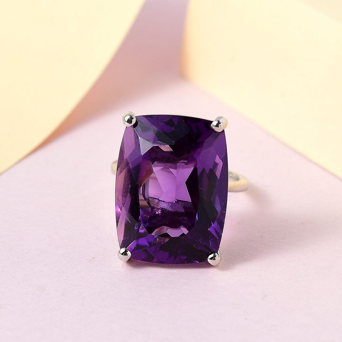 Amethyst Solitaire Ring in Platinum Overlay Sterling Silver 21.38 Ct. 7416865 3