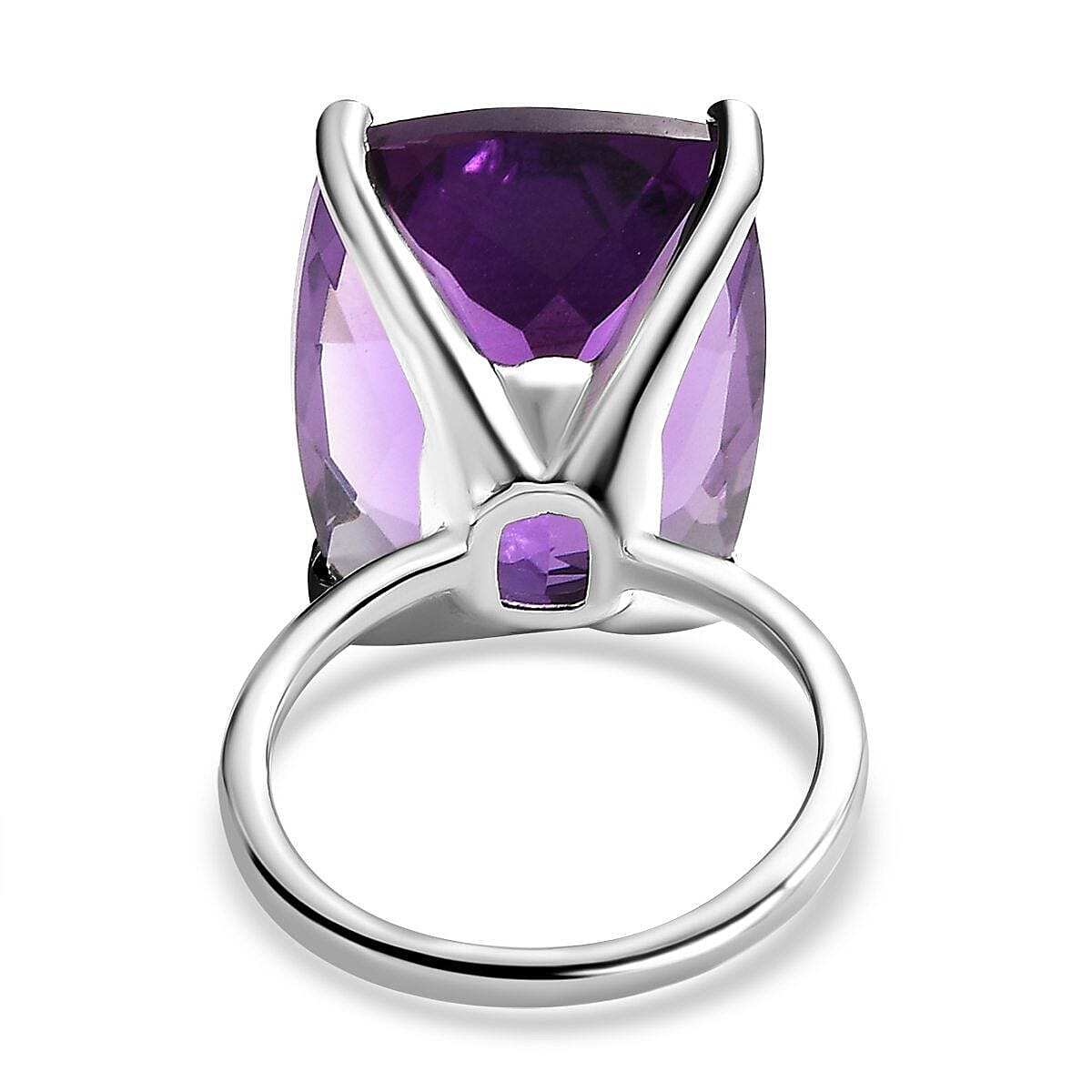 Amethyst Solitaire Ring in Platinum Overlay Sterling Silver 21.38 Ct. 7416865 9