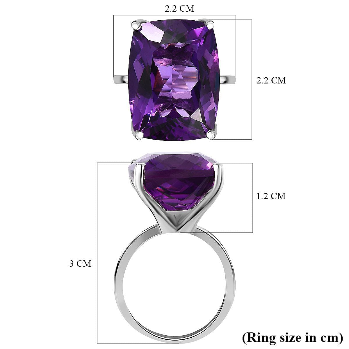 Amethyst Solitaire Ring in Platinum Overlay Sterling Silver 21.38 Ct. 7416865 11