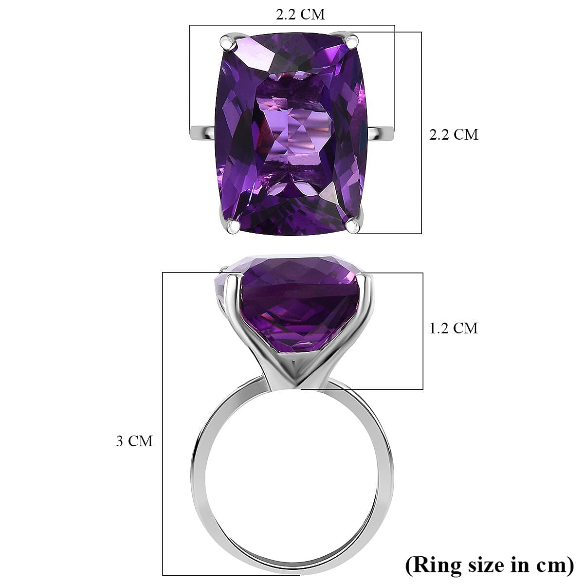 Amethyst Solitaire Ring in Platinum Overlay Sterling Silver 21.38 Ct. 7416865 12