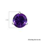 TJC Launch Concave Cut Amethyst Solitaire Stud Earrings in Platinum Overlay Sterling Silver 3.45 Ct.