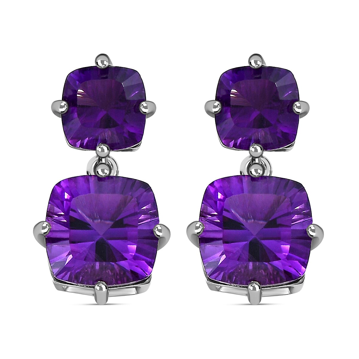 TJC Launch Concave Cut Amethyst Stud Earrings in Platinum Overlay Sterling Silver 6.31 Ct. 7516593 0