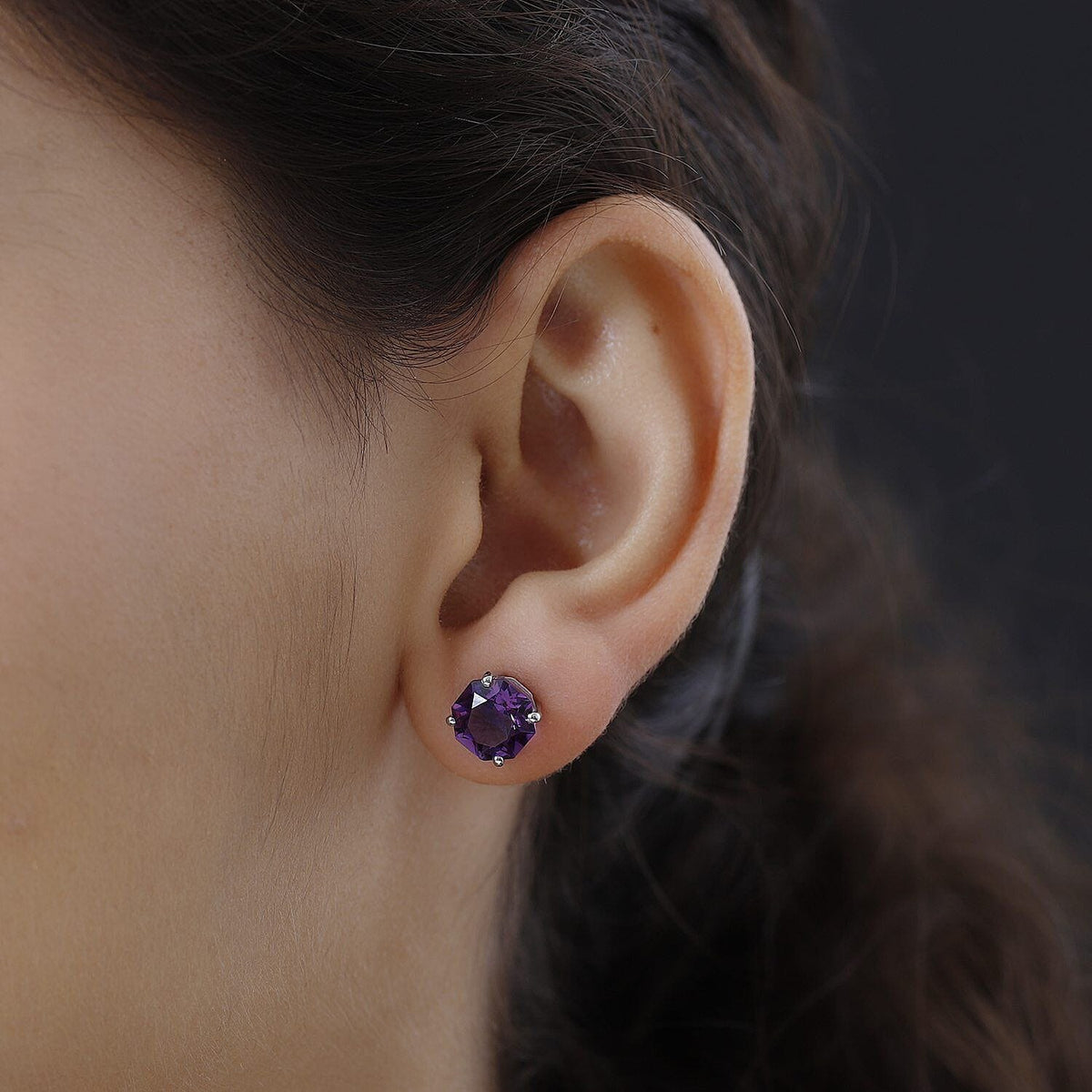 Amethyst Stud Earrings (With Push Back) in Platinum Overlay Sterling Silver 4.196 Ct. 7232077 3