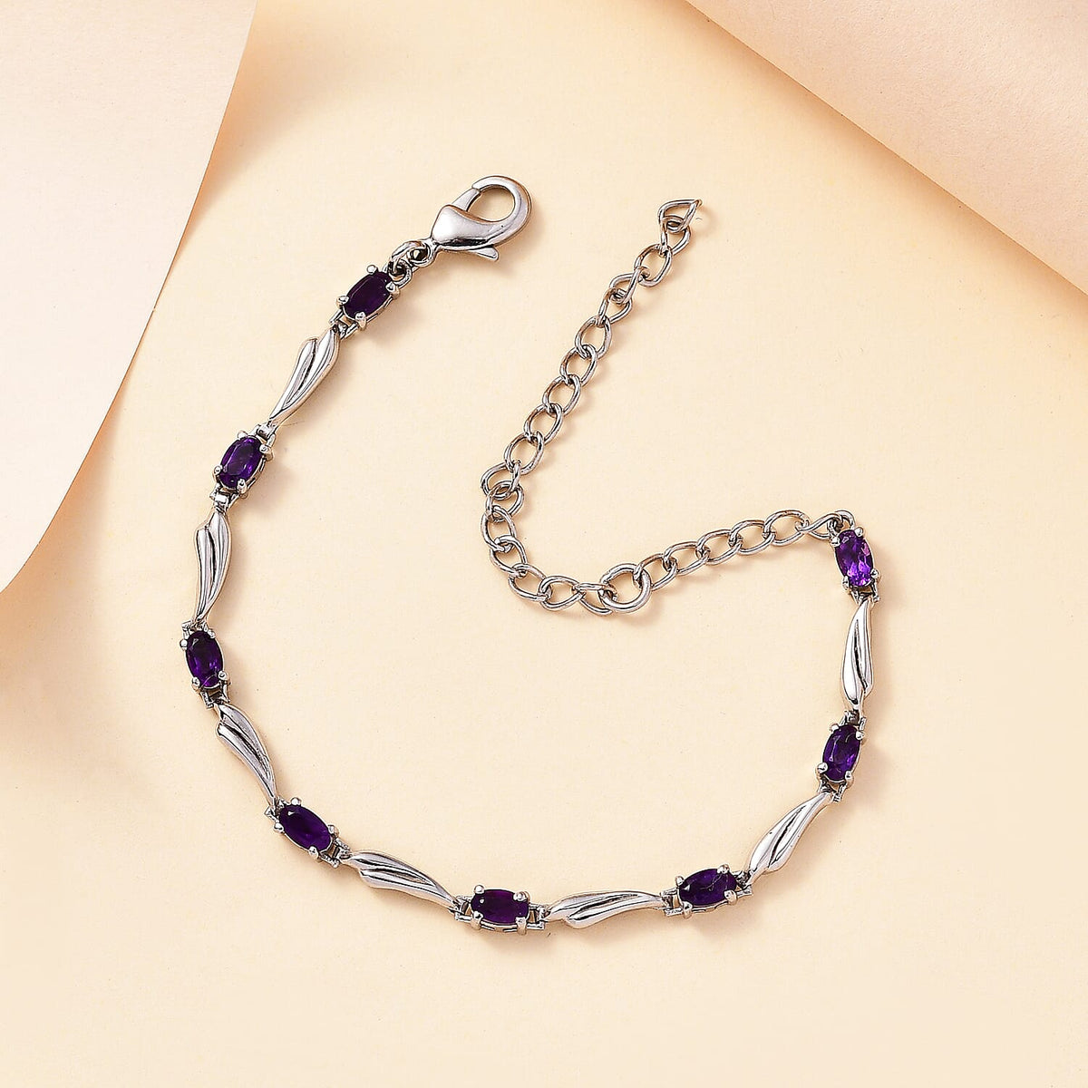 Sea Rhyme Collection - African Amethyst Bracelet Labaster Clasp(Size - 6.5-2 Inch Ext.) 7842257 2