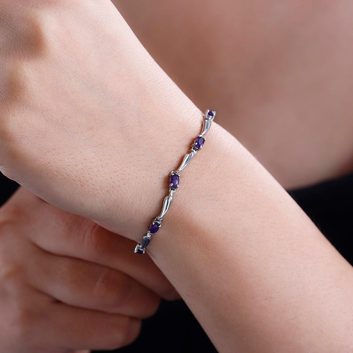 Sea Rhyme Collection - African Amethyst Bracelet Labaster Clasp(Size - 6.5-2 Inch Ext.) 7842257 3