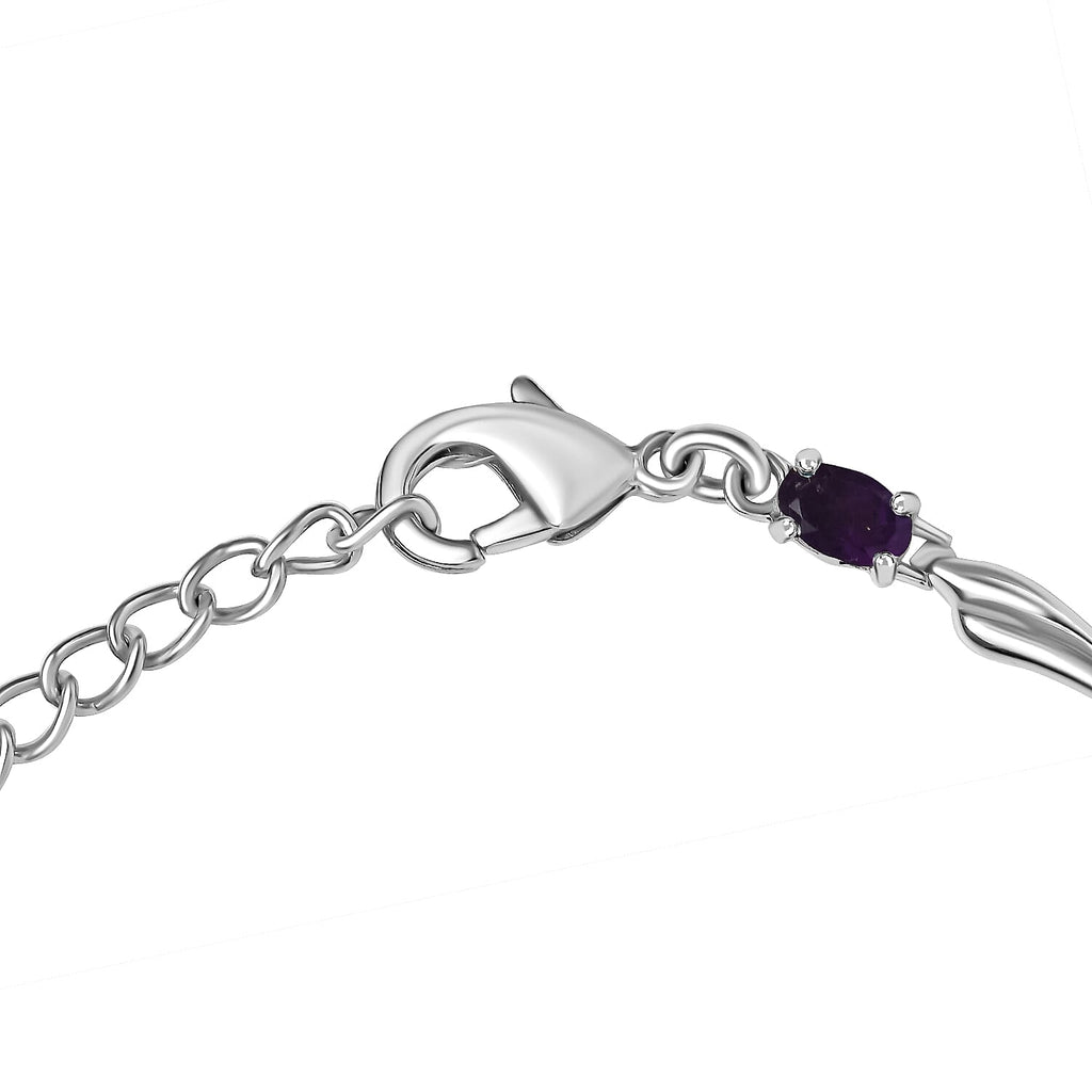Sea Rhyme Collection - African Amethyst Bracelet Labaster Clasp(Size - 6.5-2 Inch Ext.)